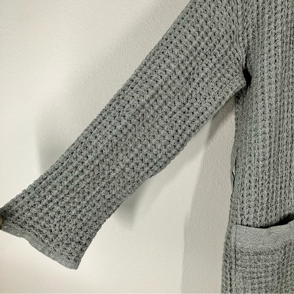 ONSEN Supima Waffle Bath Robe Hood Pockets Unisex NO BELT Cinder Gray Size S - Picture 2 of 14